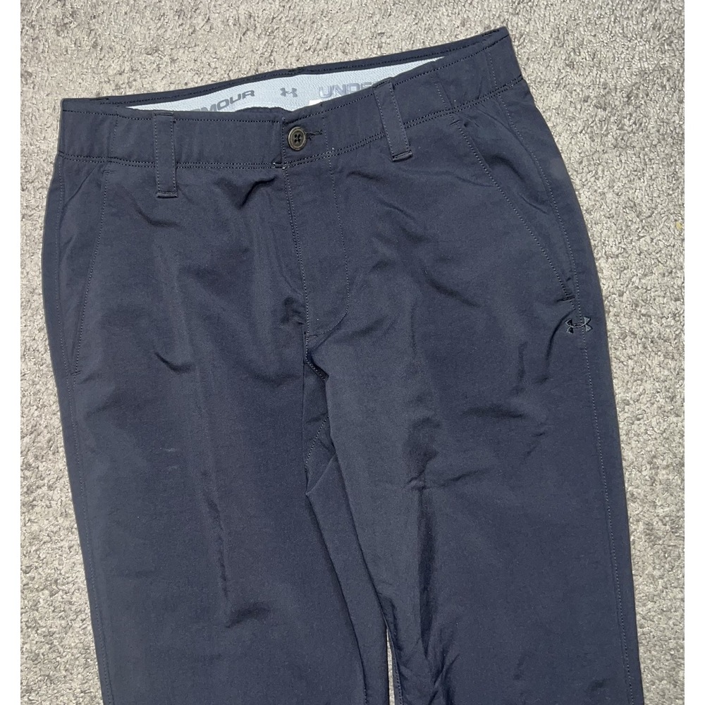Under Armour Match Play Mens Golf Pants Black Flat Front Straight Leg Size 30x32